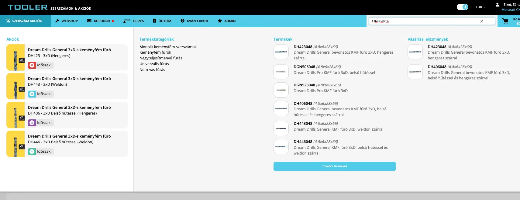 Méret alapú keresés