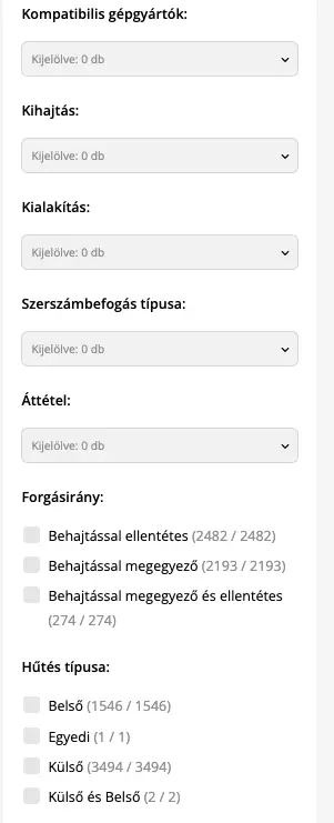 Kategória-specifikus szűrés példa 1